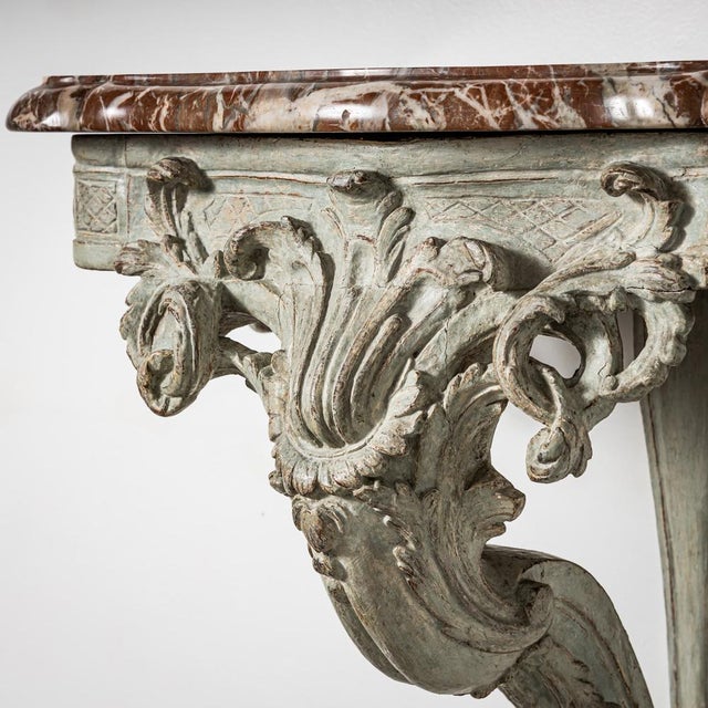 Wall Console with Red Marble Top For Sale - Image 6 of 8