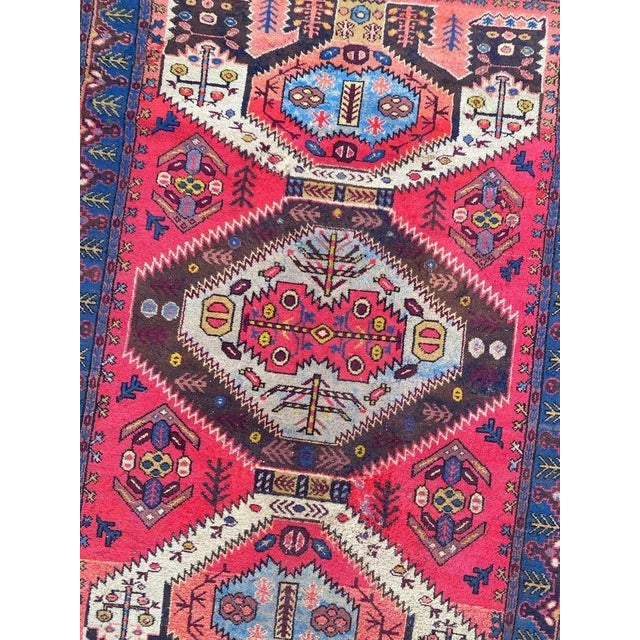 Beautiful mid century Azerbaijan rug with a Caucasian design and nice colors, entirely hand knotted with wool velvet on...