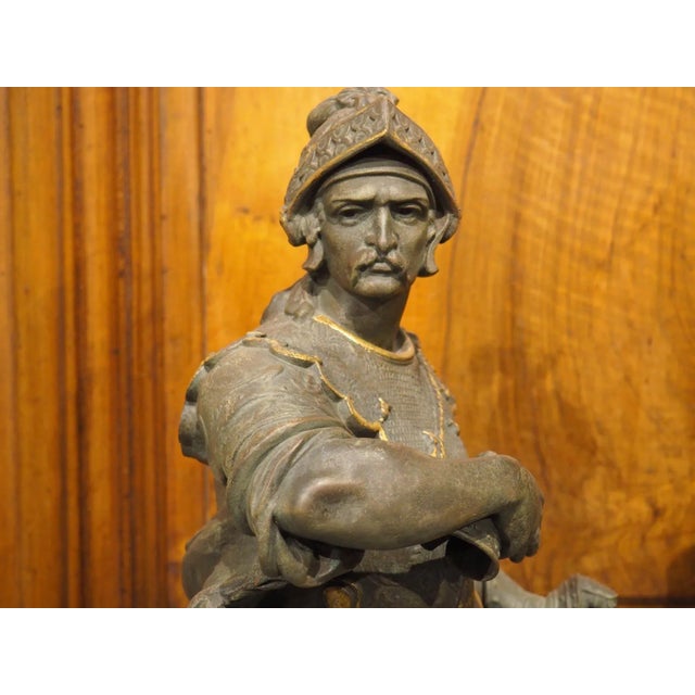 This impressive pair of highly detailed antique military figures were cast in France, circa 1890. Both soldiers stand in a...