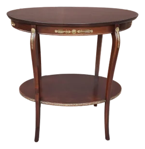 Early 20th C. Refinished French Regency Mahogany Tiered Tea Side Table With Brass Accents
