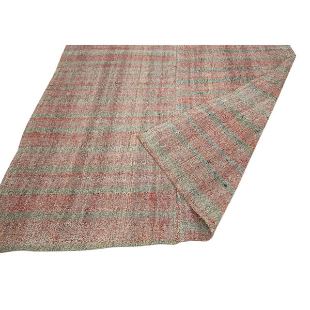 Mid 20th Century Vintage Striped Turkish Rag Rug For Sale - Image 5 of 7