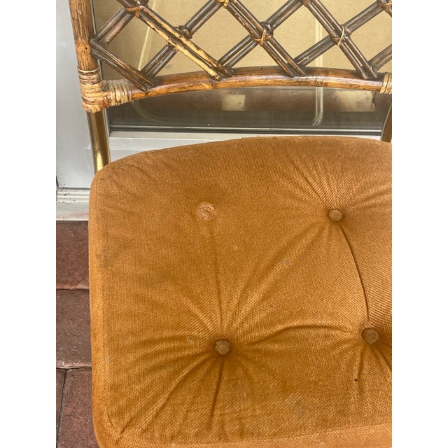 Burnt Orange Milo Baughman Bamboo Rattan Dining Chairs Set For Sale - Image 8 of 8