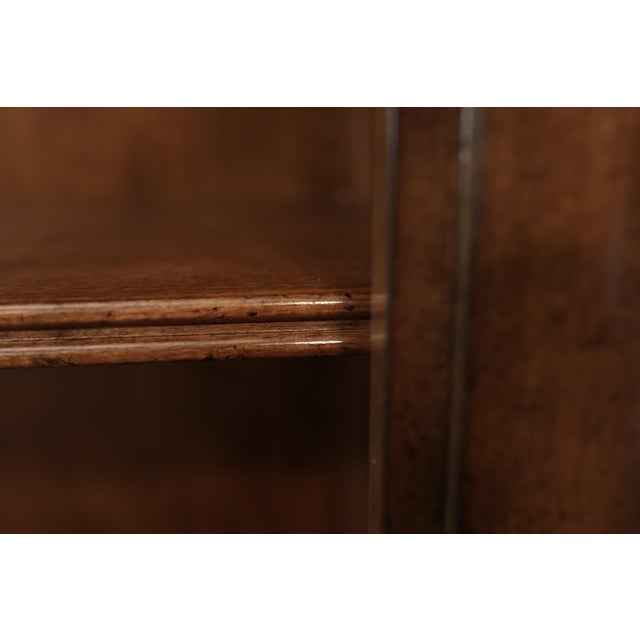 One Warm Walnut Tabaccoo-Brown Single Bunching Bookcase With Lights and Glass Shelf For Sale - Image 10 of 11