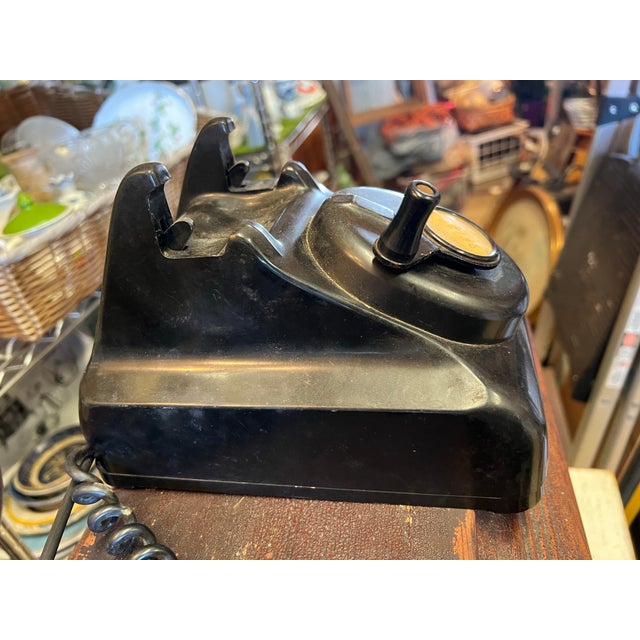 Art Deco Early 20th Century Black Cranked Bakelite Hotel Phone For Sale - Image 3 of 9