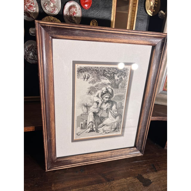 A beautiful and fine quality Grand Tour style fine print, sealed under glass, in vintage wood frame. can be wall hanging,...