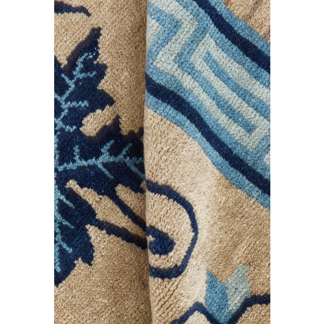 Doris Leslie Blau Chinese Vintage Floral Warm Tan Hand-Knotted Wool Carpet For Sale In New York - Image 6 of 8