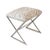 Worlds Away Matthew Izzo Home - X Side Stool in Beige Geometric Upholstery and Polished Silver Base For Sale - Image 4 of 4