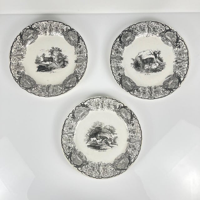Antique U&C Plates from Sarreguemines, 1850, Set of 3 For Sale - Image 10 of 15