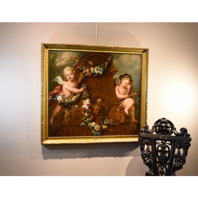 Jacob de Wit, Flowers with Cupids, 1720, Oil on Canvas, Framed For Sale - Image 15 of 17