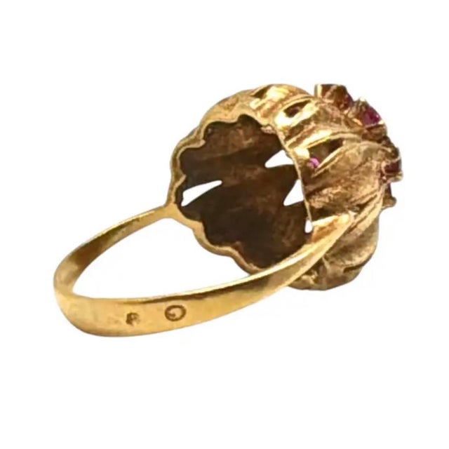 14k Gold Ruby Cluster Cocktail Ring Vintage For Sale In Tampa - Image 6 of 8