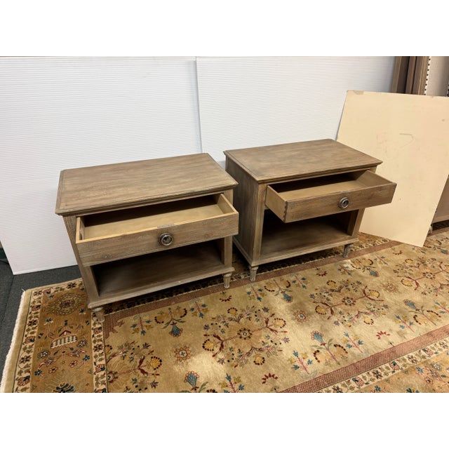 Wood Restoration Hardware Maison Open Nightstands, Pair For Sale - Image 7 of 12