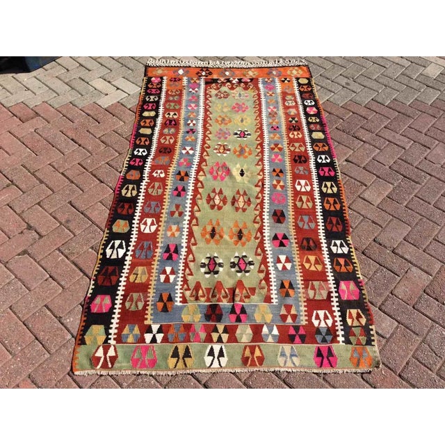 1960s Hand Woven Vintage Turkish Kilim Rug - 46" X 81" For Sale - Image 10 of 10