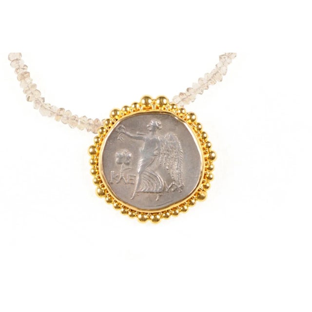 Antique Ancient Greek Coin in 22k Gold Pendant For Sale In Atlanta - Image 6 of 8
