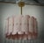 Mid-Century Round Pink Murano Glass and Brass Chandelier For Sale - Image 9 of 11