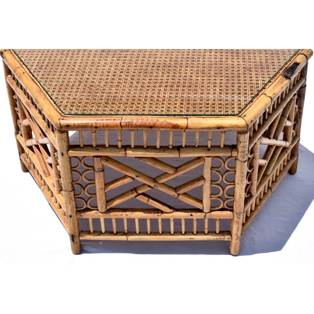 Brighton Pavilion English Tortoise Bamboo and Cane Hexagon Coffee Table For Sale - Image 4 of 9