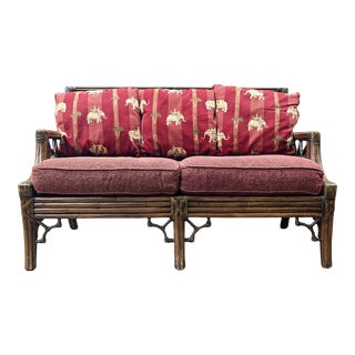 1980s Rattan Lane Venture Loveseat For Sale