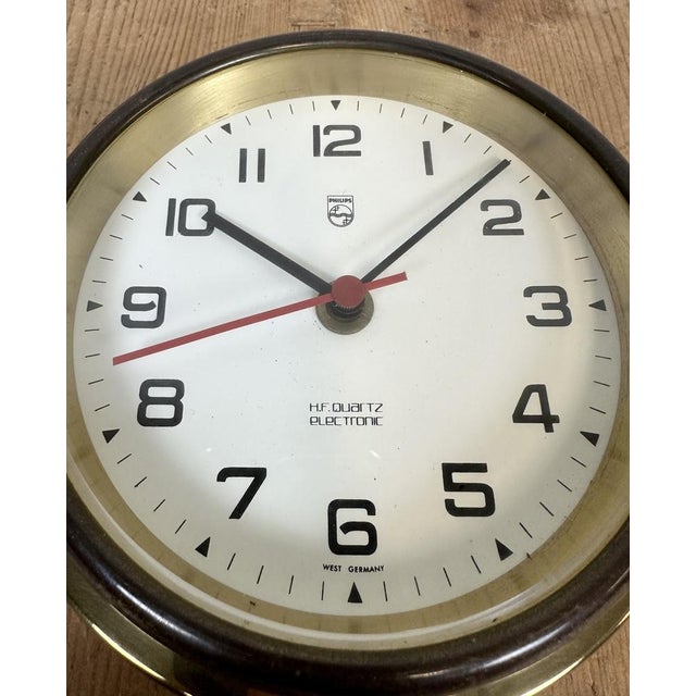 Vintage German Brass Ships Clock from Philips, 1970s For Sale - Image 6 of 15