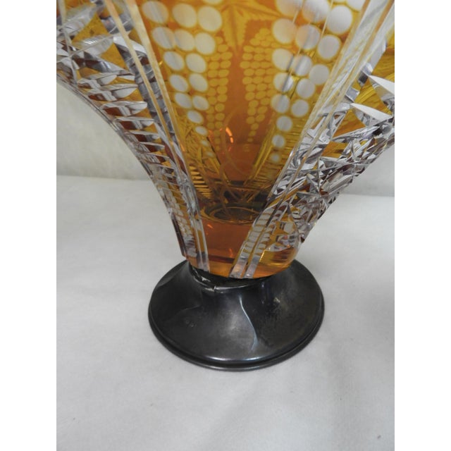 Bohemian Cut Crystal Centerpiece on Silver Base, 1980s For Sale - Image 3 of 13