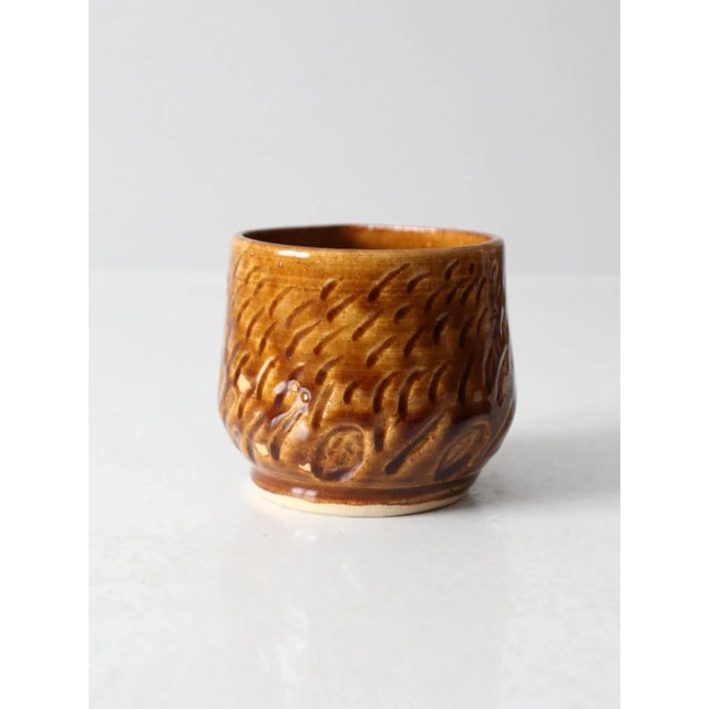 Brown Vintage Studio Pottery Bowl With Spout For Sale - Image 8 of 10