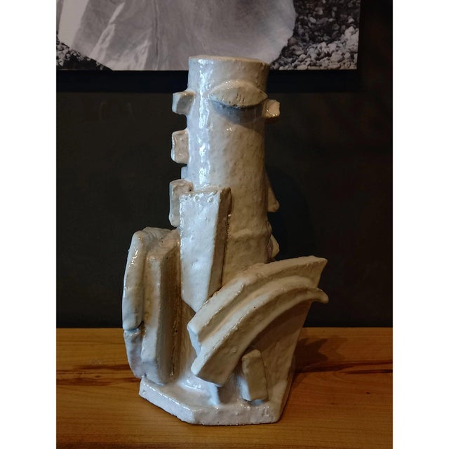 Contemporary Cubist Sculpture Ceramic Vase For Sale - Image 4 of 8