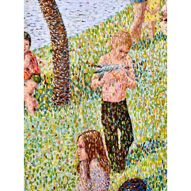 Textile A Figurative Pointillist Painting After Georges Seurat’s “Sunday Afternoon…” by Brenda Joysmith For Sale - Image 7 of 15