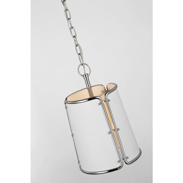 Visual Comfort Carrier & Company for Visual Comfort Signature Hastings Small Pendant in Polished Nickel with White Shade For Sale - Image 4 of 7