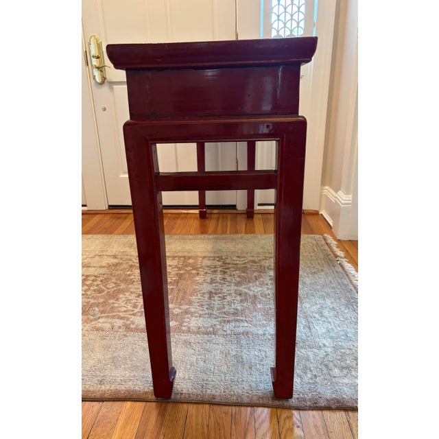Asian Red Lacquer Console Table For Sale In New York - Image 6 of 12