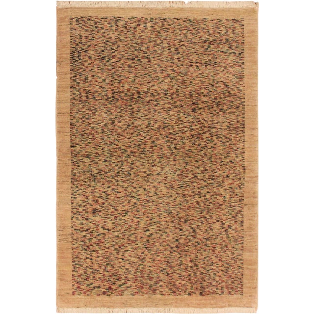 Contemporary Gabbeh Tan/Blue Wool Rug - 3'5'' X 4'9'' For Sale - Image 10 of 10