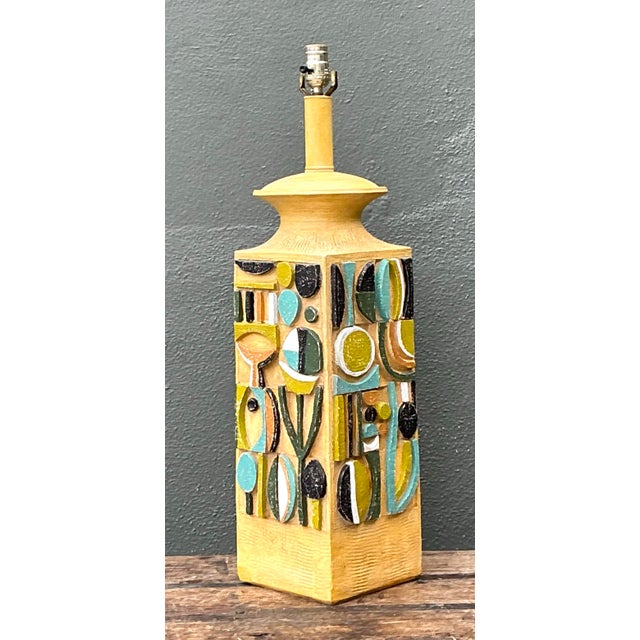 Vintage Mid-Century Modern Abstract Ceramic Table Lamp For Sale - Image 10 of 12