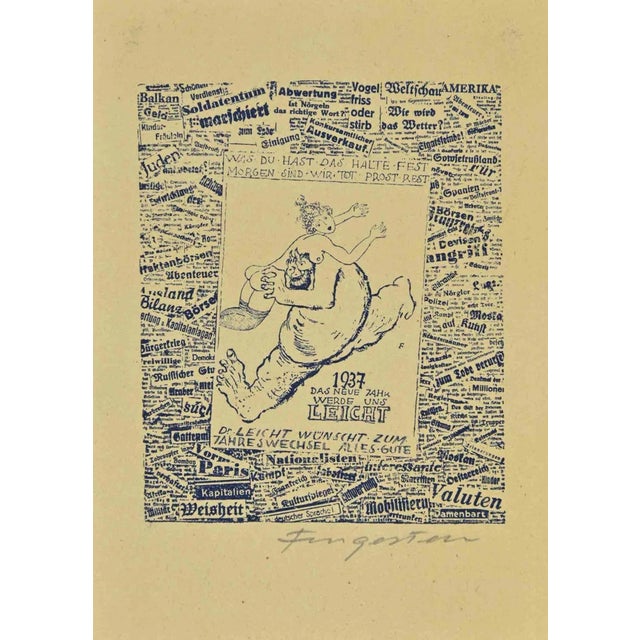 Michel Fingesten, Ex Libris Woodcut, 1930s For Sale