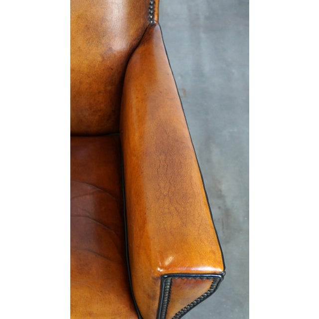 Brown Art Deco Club Chair in Sheepskin Leather For Sale - Image 8 of 18