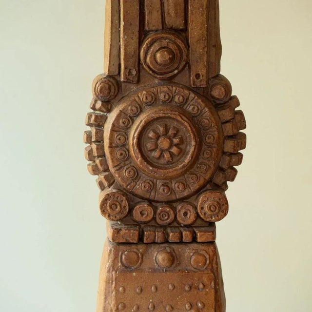 Terracotta Ceramic Floor Table Lamp by R. Rooke with Lampshade attributed to R. Houben, 1960s For Sale - Image 10 of 12