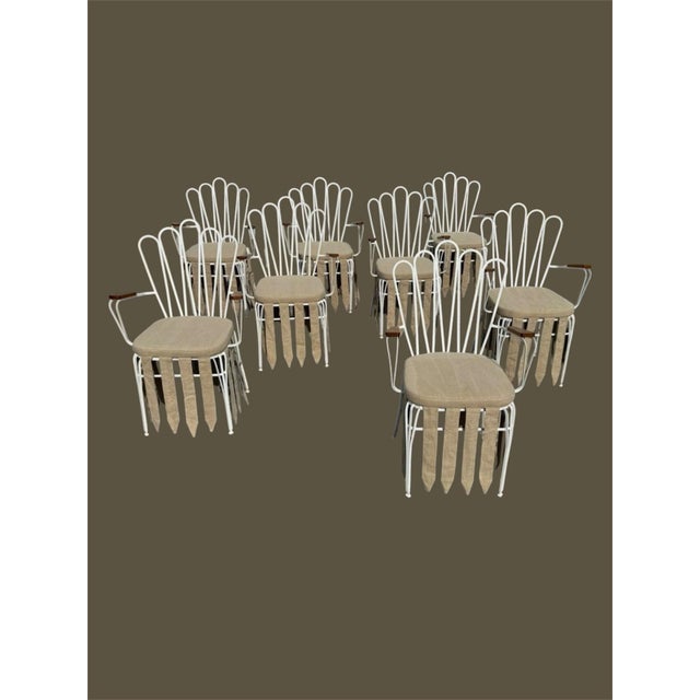 Metal White Iron Garden Chairs attributed to Gio Ponti for Casa Giardino, 1940s, Set of 8 For Sale - Image 7 of 7