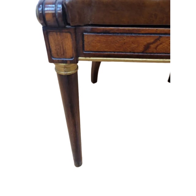 Vintage Neoclassical Style Walnut Leather Slipper Dining Chairs – Set of 6 For Sale - Image 10 of 10