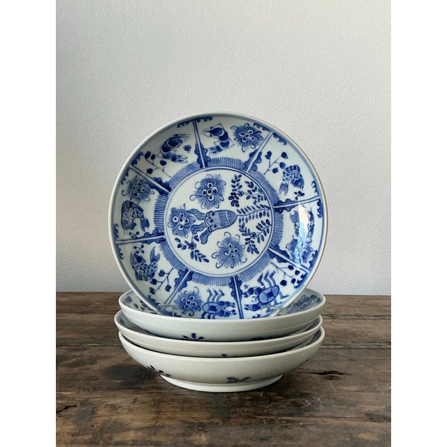 Vintage Asian Floral Glazed Ceramic Plates - Set of 4 For Sale In West Palm - Image 6 of 12