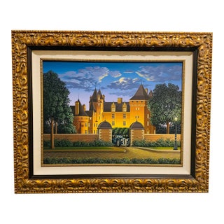 2007 “Midnight Blue Delage” Realist Castle Landscape Hand Signed Serigraph For Sale