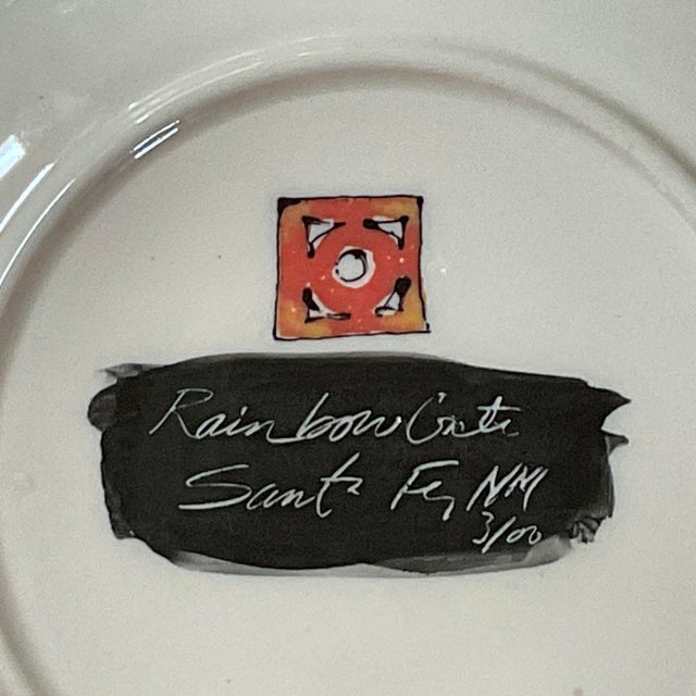 Ceramic Rainbow Gate Santa Fe New Mexico Floral Plate Handmade For Sale - Image 7 of 8