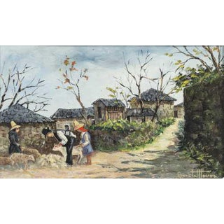 Moura Barata, São Gemil Bridge, Oil on Panel For Sale