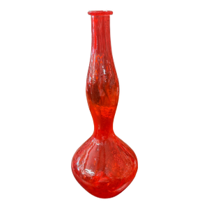 Orange Glass Vase Handblown Mid Centuey Modern