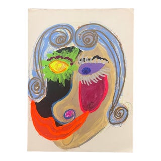 1970s Mark Mynatt Abstract Arylic on Paper - Stepford Wife, Unframed For Sale