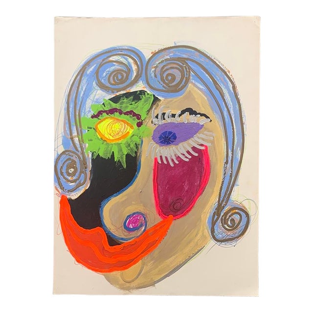 1970s Mark Mynatt Abstract Arylic on Paper - Stepford Wife, Unframed For Sale