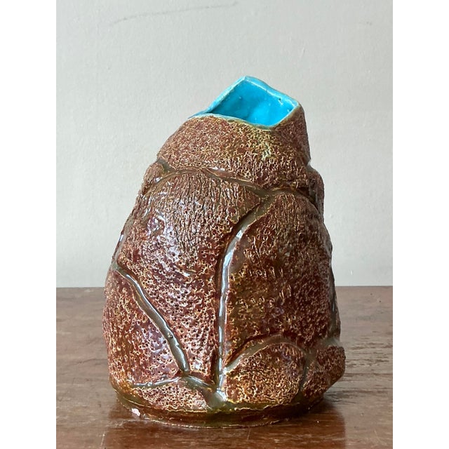 Mid-Century Modern Vintage Boho Signed Studio Pottery Vase For Sale - Image 3 of 8