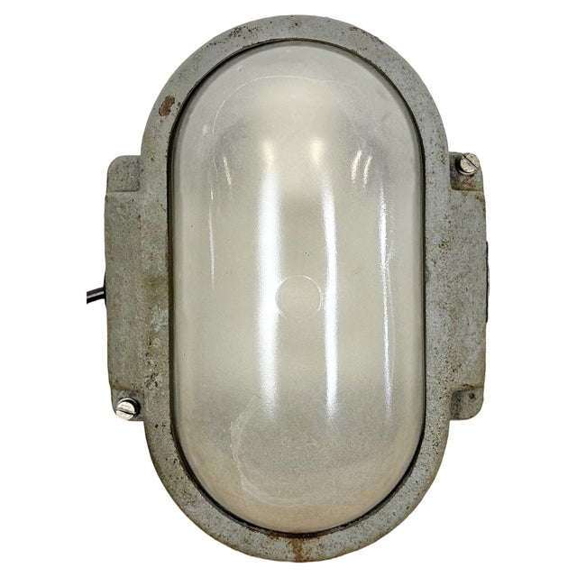 Grey Industrial Cast Iron Wall Light from Elektrosvit, 1960s For Sale