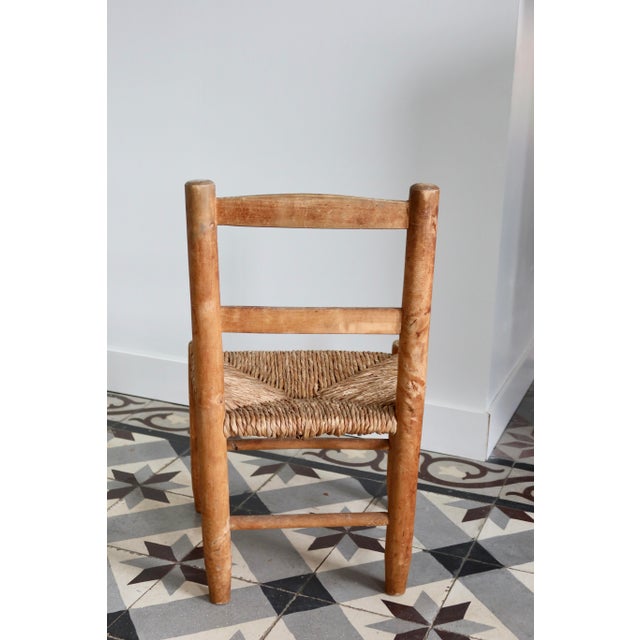 Antique Children's Chair in Wood with Straw Seat, 1970s For Sale - Image 4 of 10