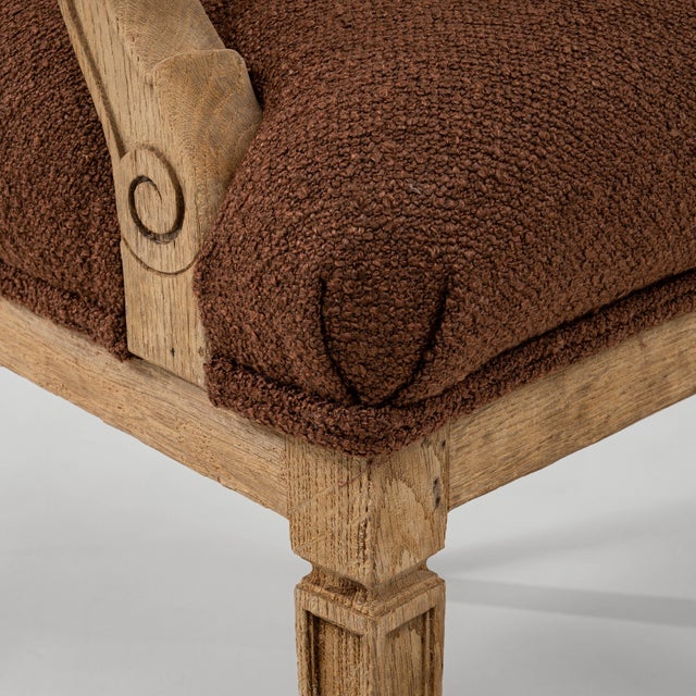 19th Century French Neoclassical Oak Upholstered Armchair With Lyre Back For Sale - Image 13 of 18