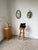 Antique Brutalist-style mirror with a chain-link frame. The discreet and expertly crafted welded frame is delicate and...