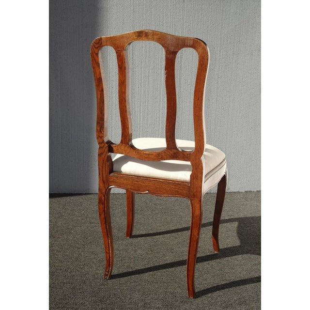 Six Vintage French Country Oak White Dining Room Chairs For Sale - Image 12 of 12