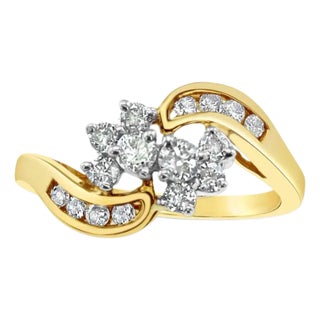 Half Carat Diamond Cluster Ring, Size 9 For Sale