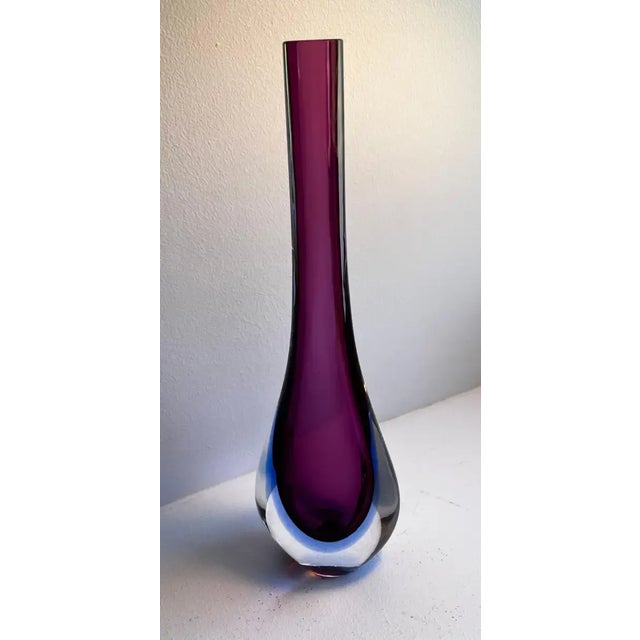 Mid 20th Century Murano Glass Sommerso Stem Vase For Sale In Philadelphia - Image 6 of 13