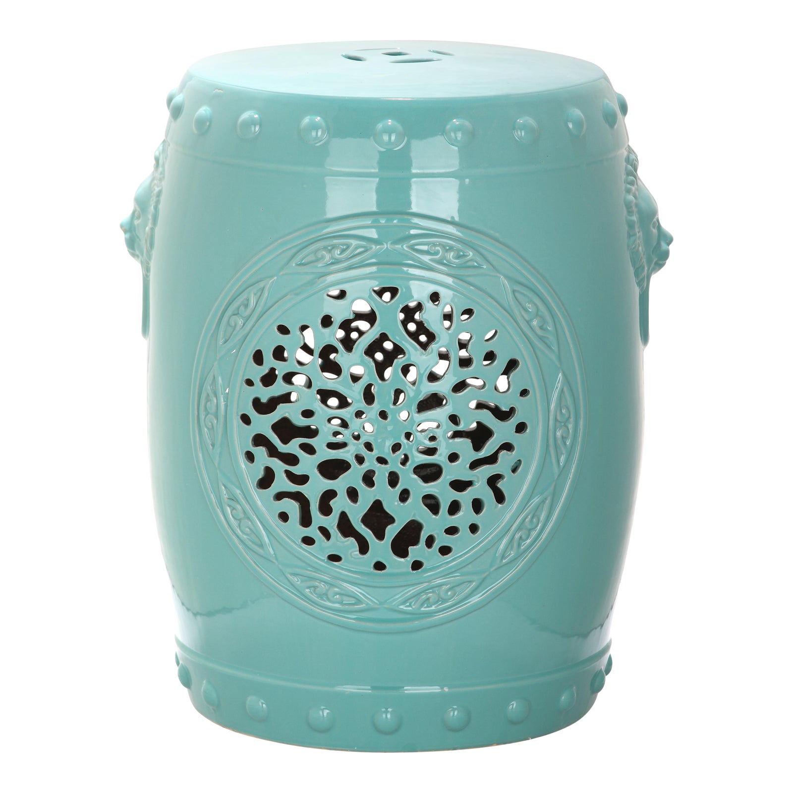 Drum Garden Stool in Light Blue | Chairish
